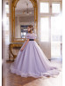 Puff Sleeves Beaded Tulle Flower Girl Dress With Horsehair Hem